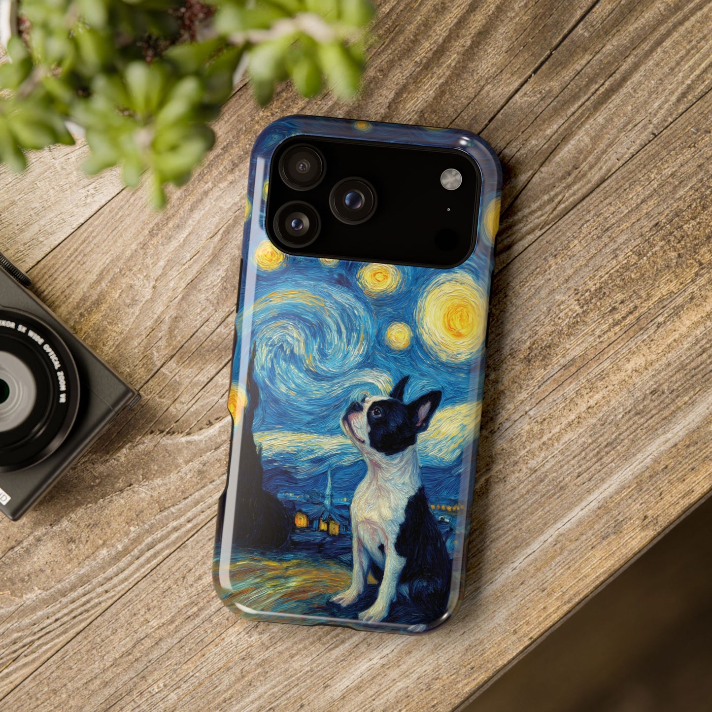 Barky Night (Boston Terrier) Design iPhone Case