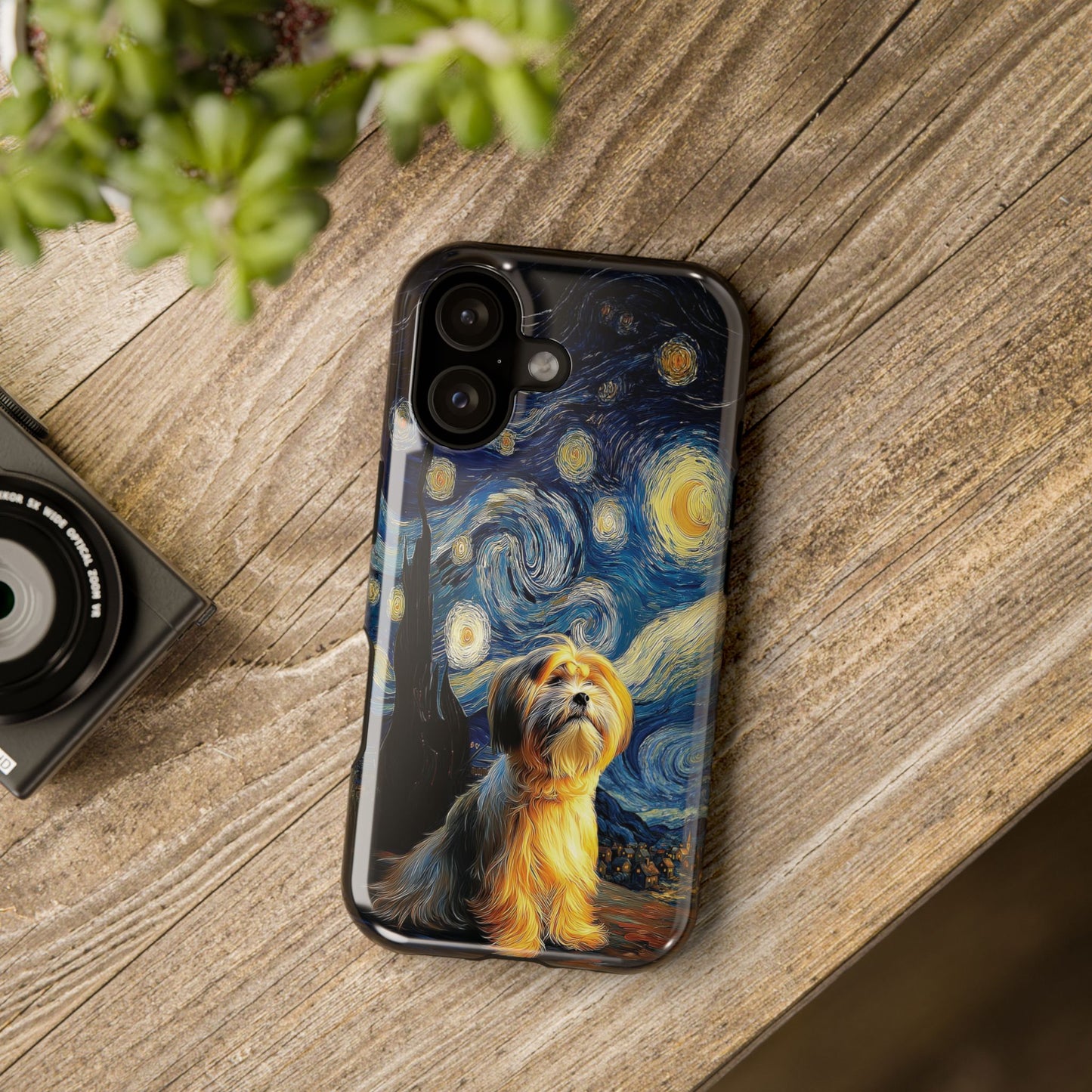 The Starry Night Stargazer – Custom Impressionist Pet iPhone Case