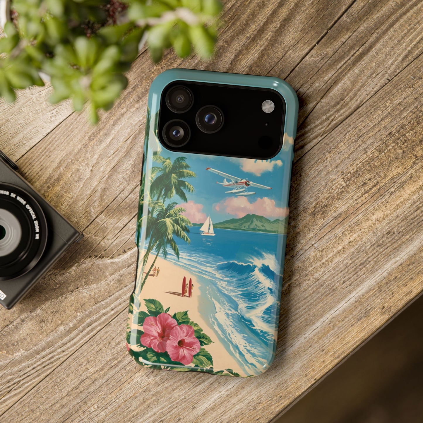 The Retro Paradise – Vintage Travel Poster Design iPhone Case