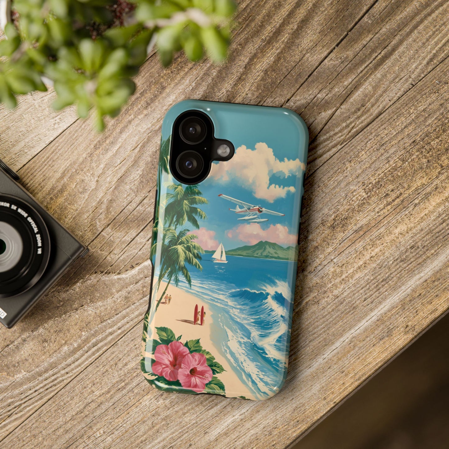 The Retro Paradise – Vintage Travel Poster Design iPhone Case