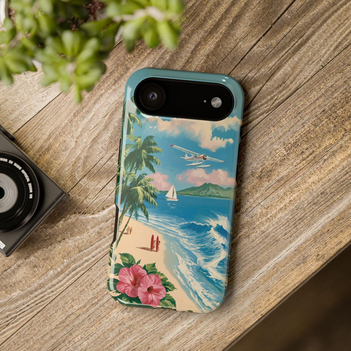 The Retro Paradise – Vintage Travel Poster Design iPhone Case