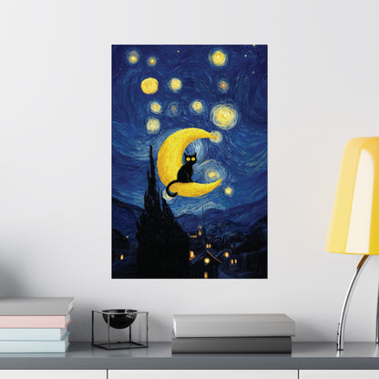 The Starry Night Feline – Fine Art Parody Design Wall Art