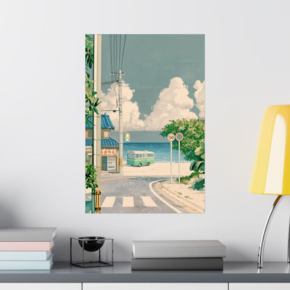 Seaside Nostalgia – Retro Japanese Coastal Design Wall Art