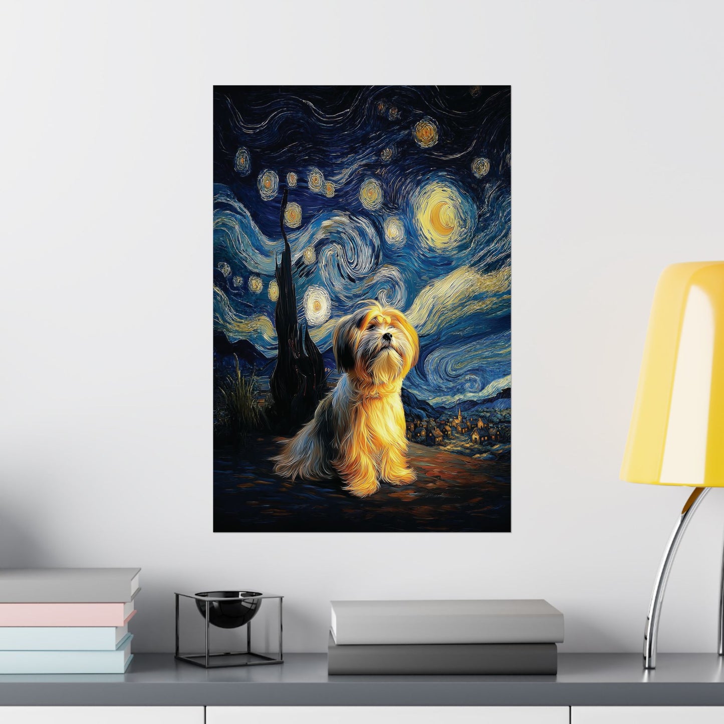 The Starry Night Stargazer – Custom Impressionist Pet Wall Art