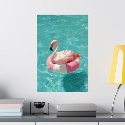 Out of Office Mode - The Poolside Flamingo Impressionist Summer Design Wall Art
