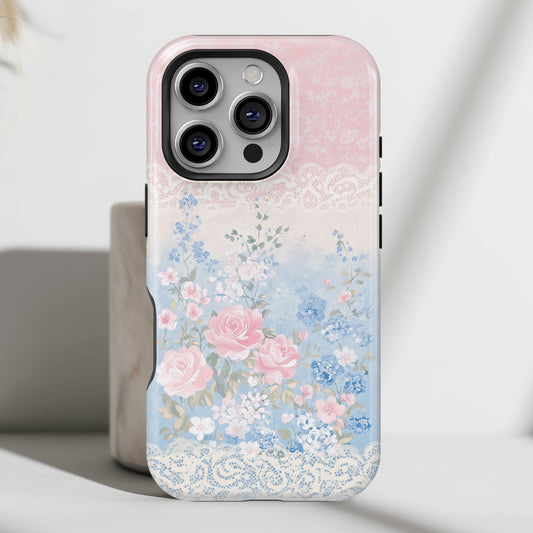 Coquette Chic Floral Lace Pattern Design iPhone Case