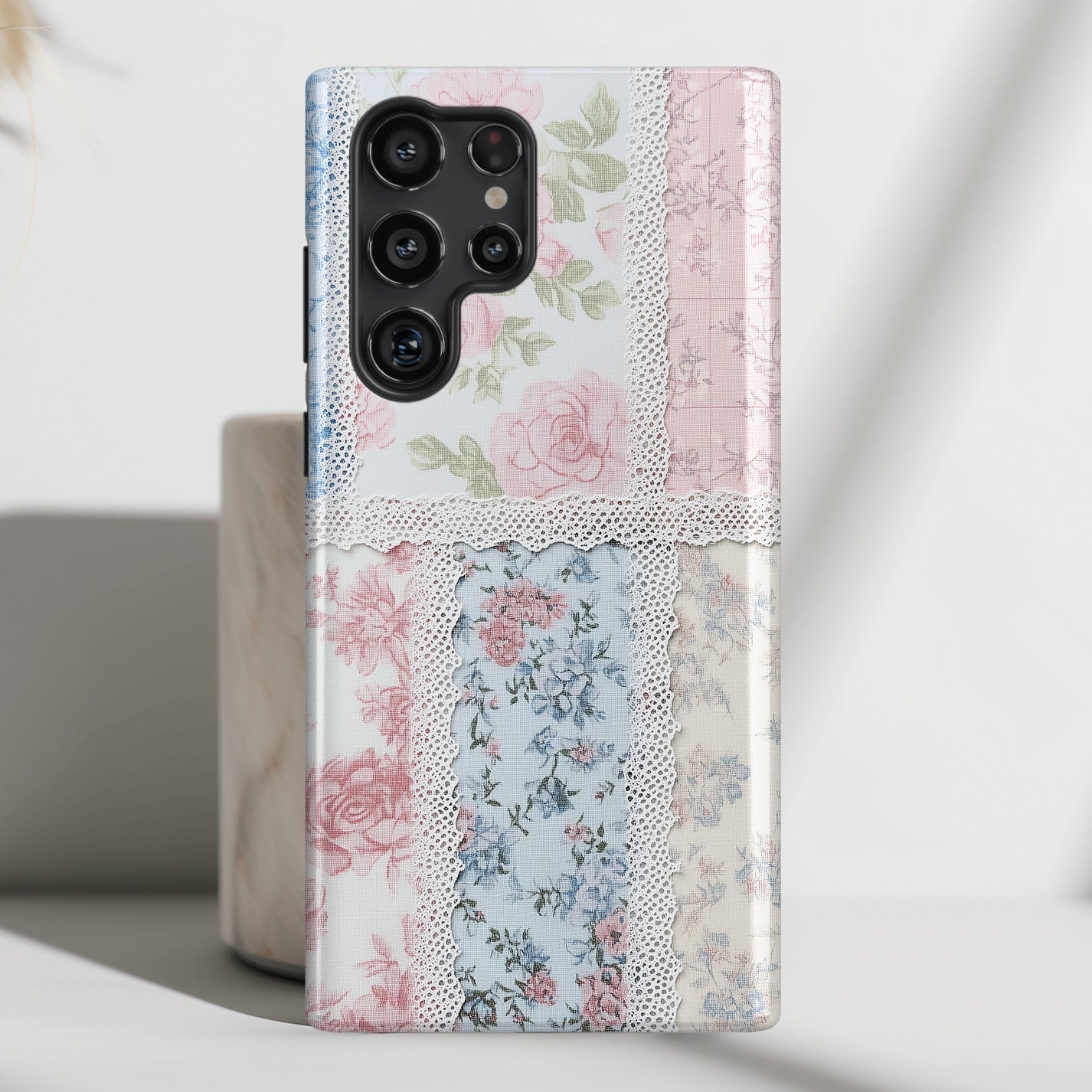 Coquette Lace Fabric Patchwork Design Case for Galaxy S series Phones
