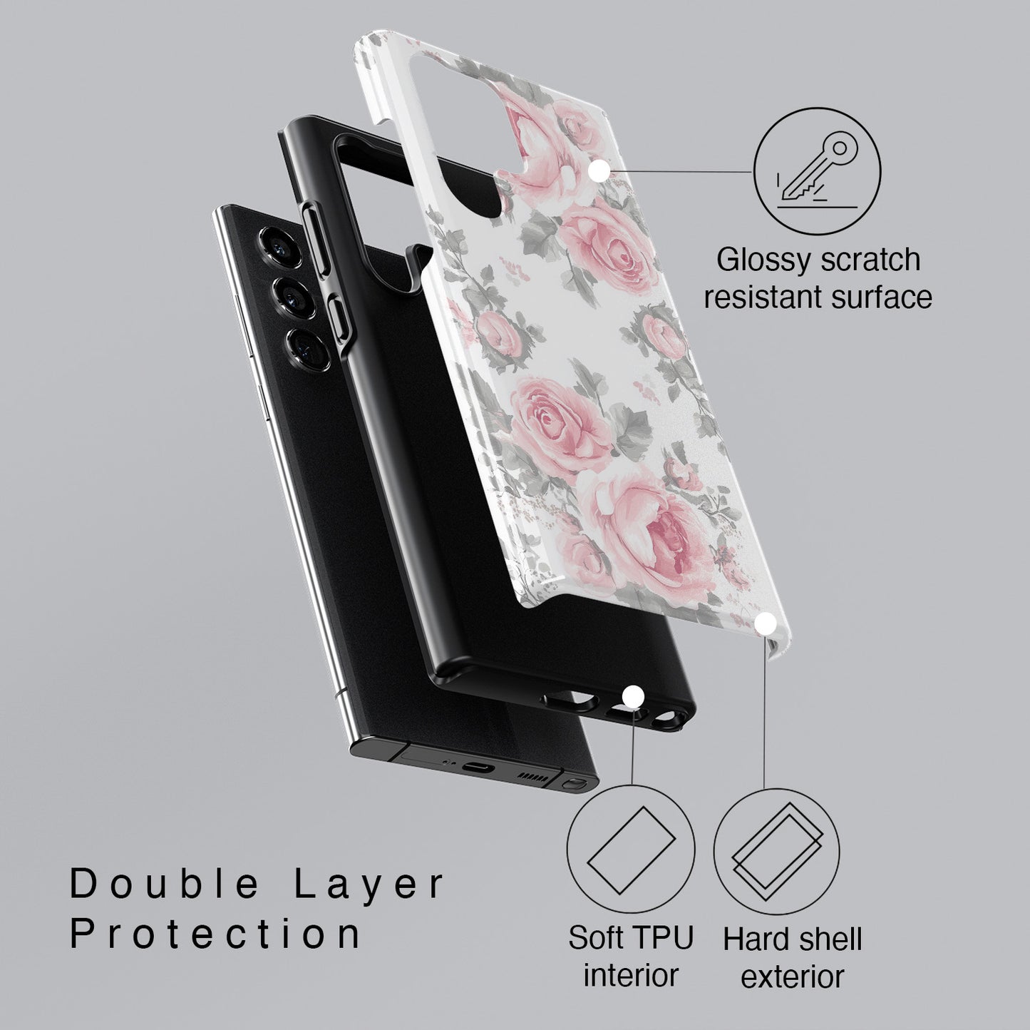 Coquette Watercolor Roses Design Case for Galaxy S series Phones
