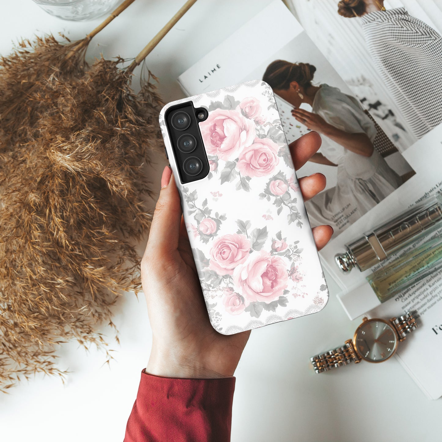 Coquette Watercolor Roses Design Case for Galaxy S series Phones