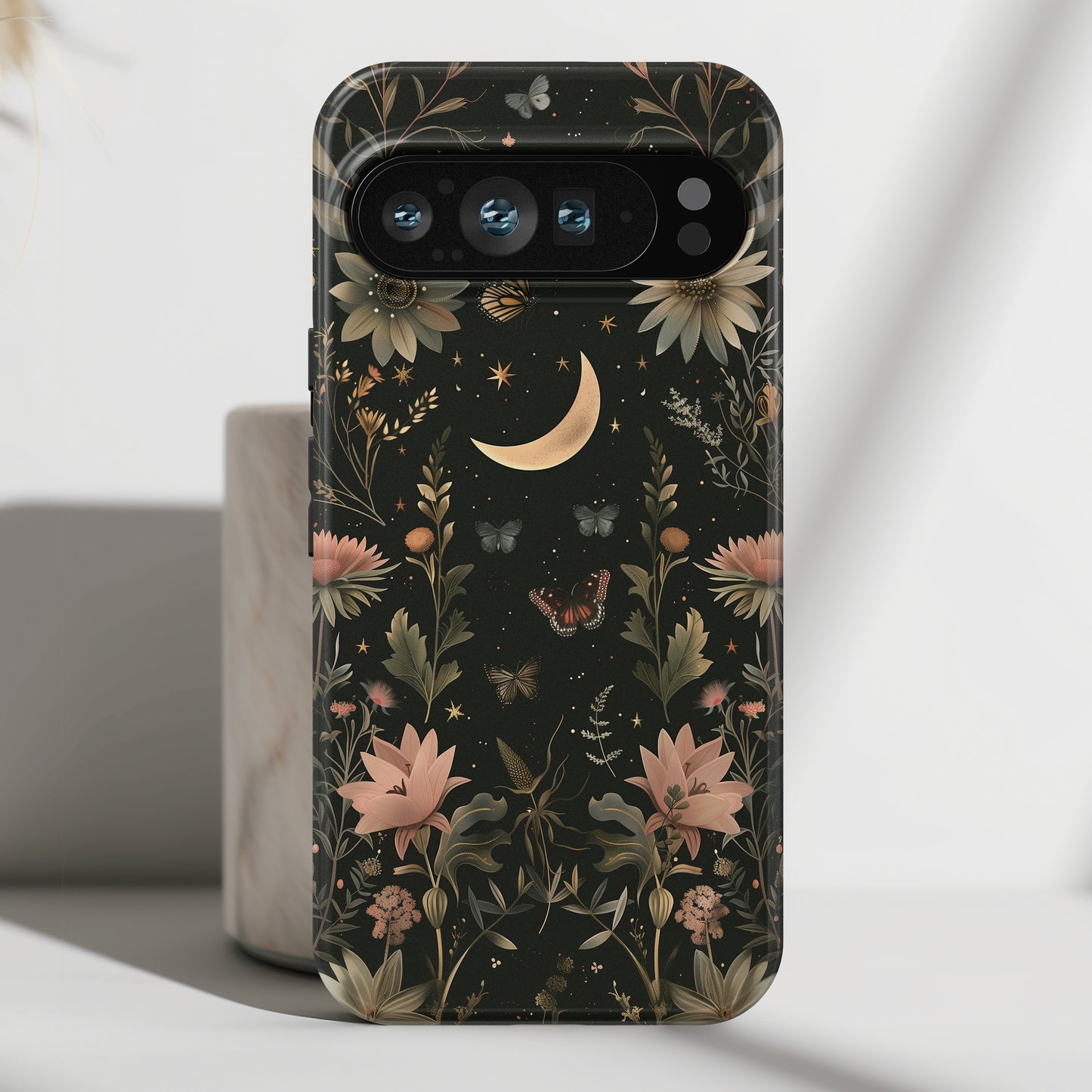 Cottagecore Celestial Moon Floral Design Phone Case for Google Pixel