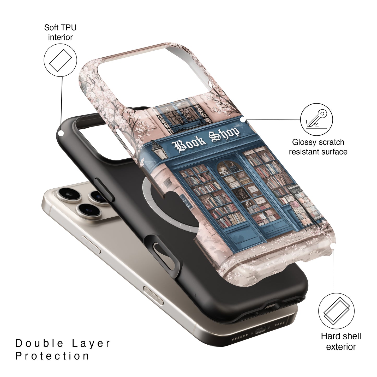 Cozy Book Shop Design iPhone Case