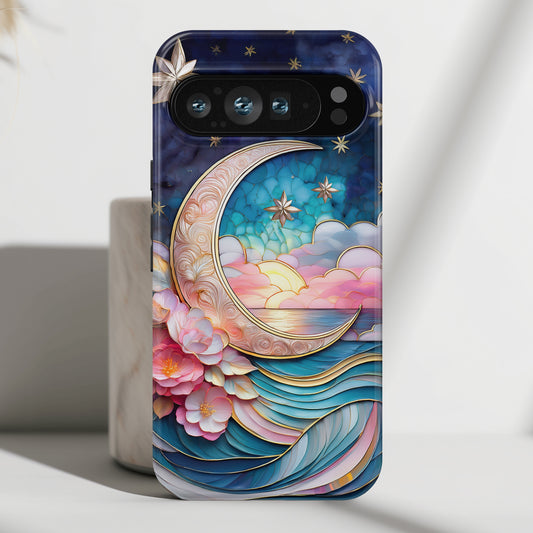 Crescent Moon Stained Glass Design Phone Case for Google Pixel