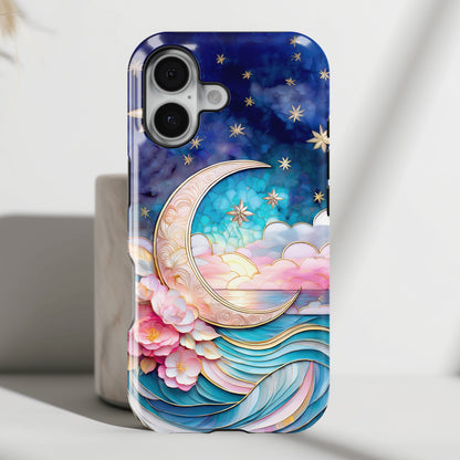 Crescent Moon Stained Glass Design iPhone Case