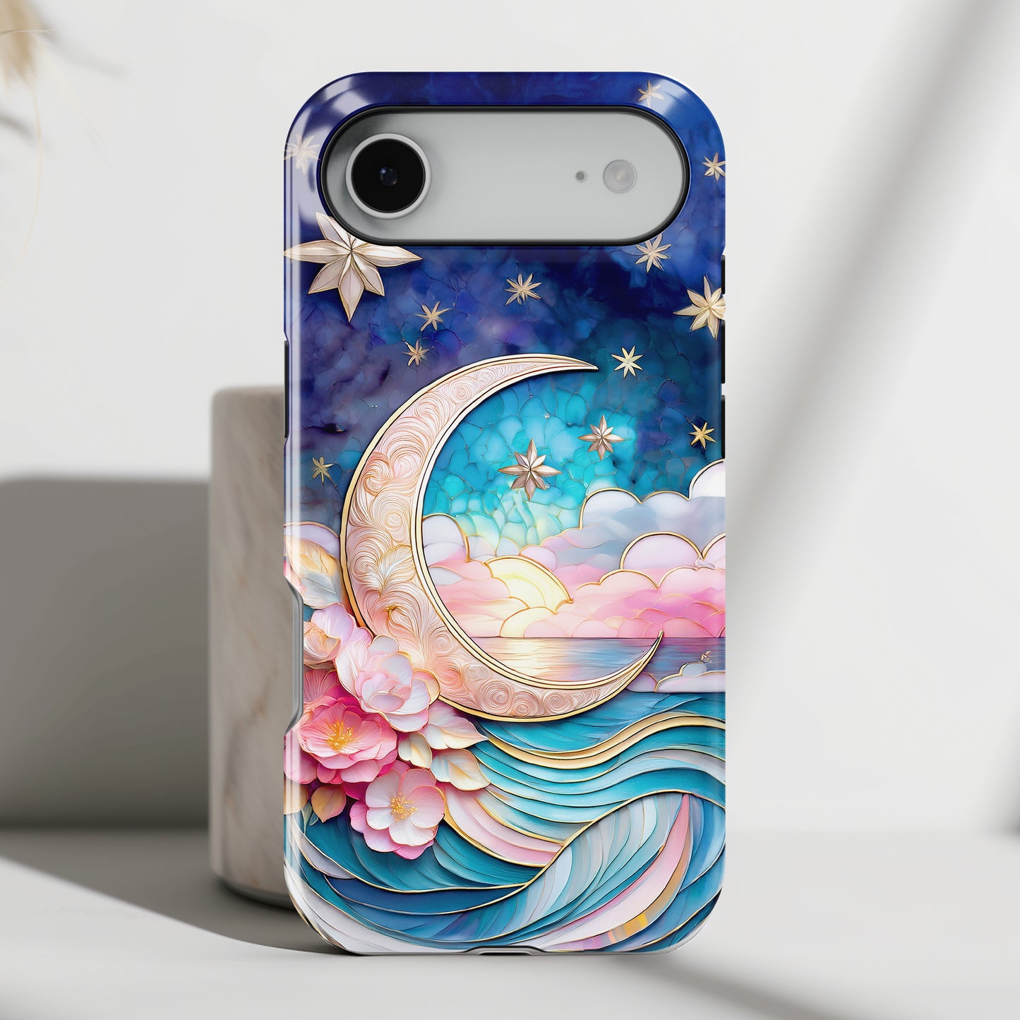 Crescent Moon Stained Glass Design iPhone Case