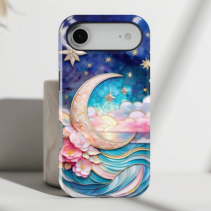 Crescent Moon Stained Glass Design iPhone Case