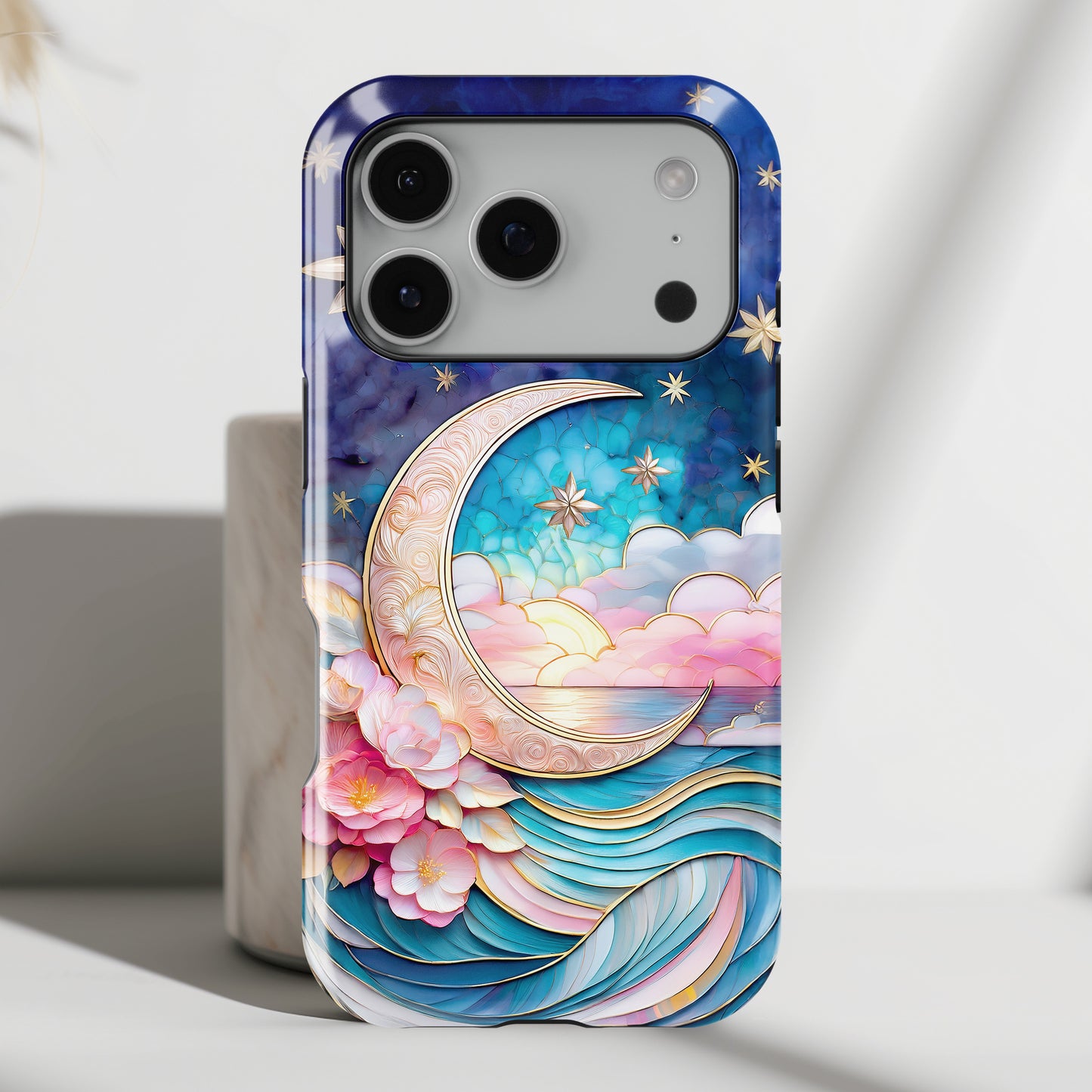 Crescent Moon Stained Glass Design iPhone Case