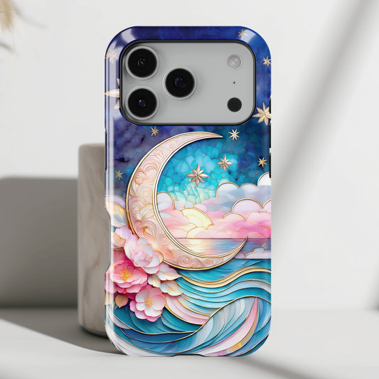 Crescent Moon Stained Glass Design iPhone Case