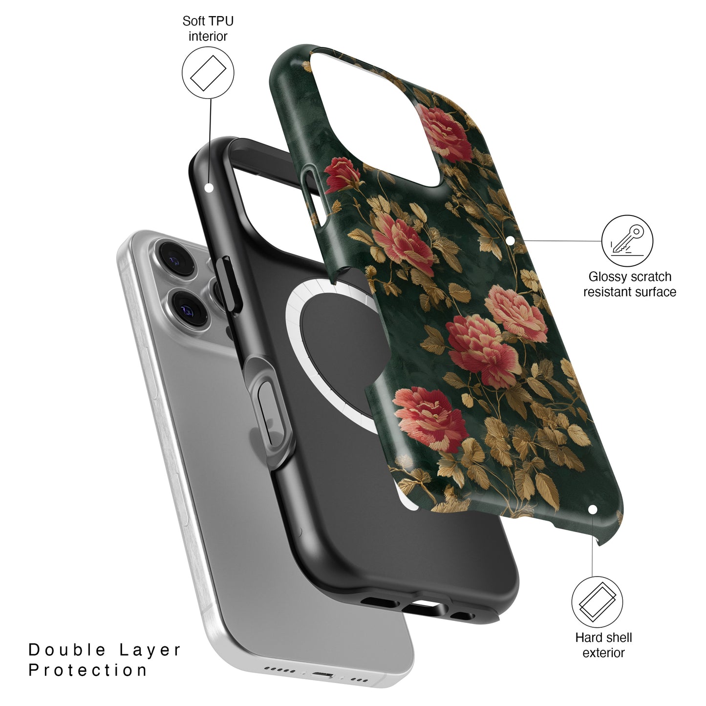 Crimson Bloom Design iPhone Case