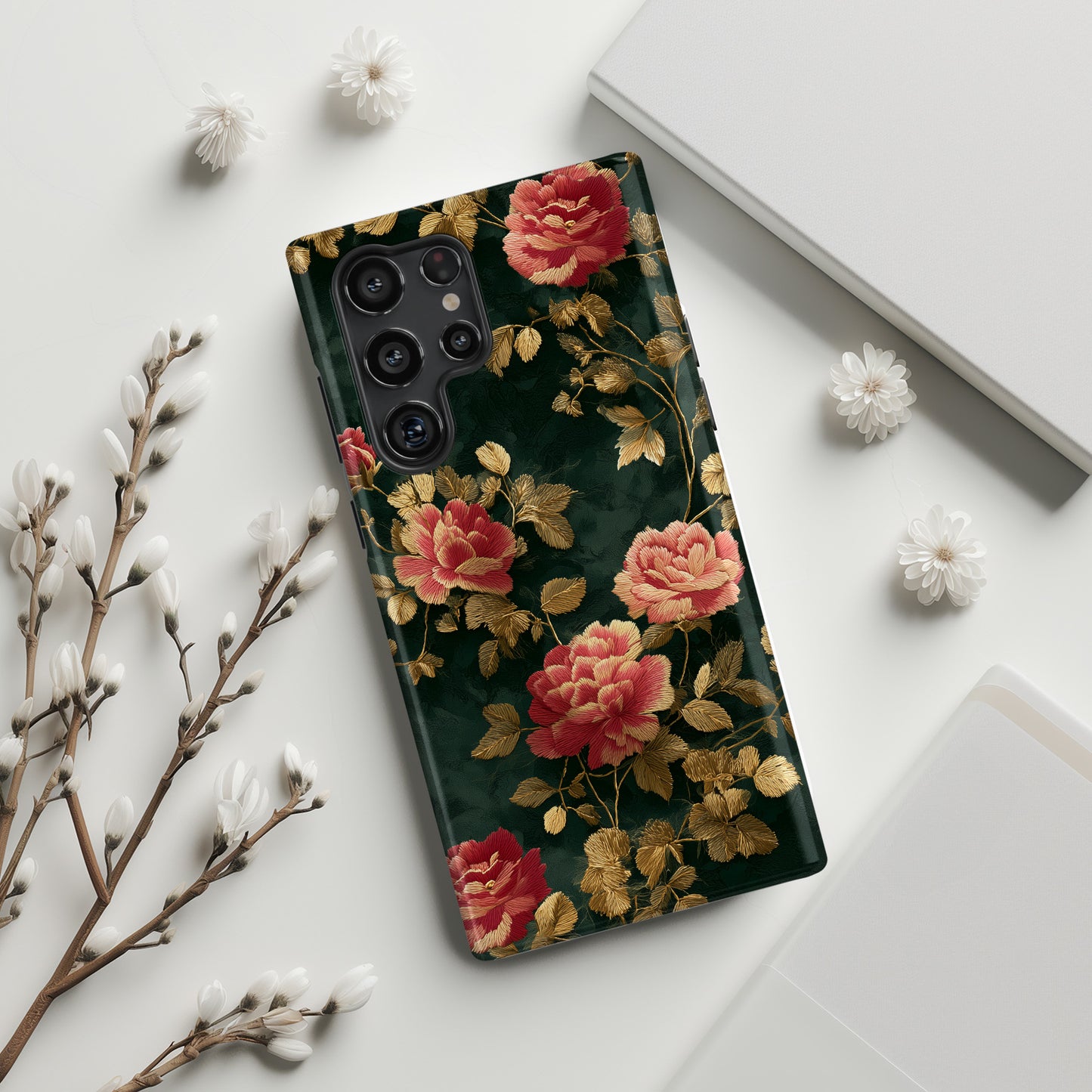 Crimson Bloom Design Phone Case for Galaxy S series Phones