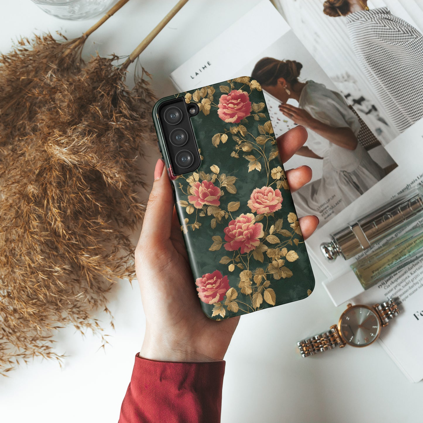 Crimson Bloom Design Phone Case for Galaxy S series Phones
