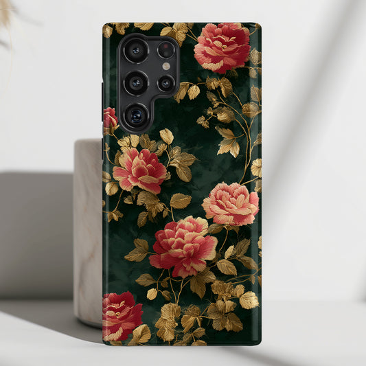 Crimson Bloom Design Phone Case for Galaxy S series Phones
