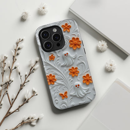 Cute Ghost & Floral Design iPhone Case