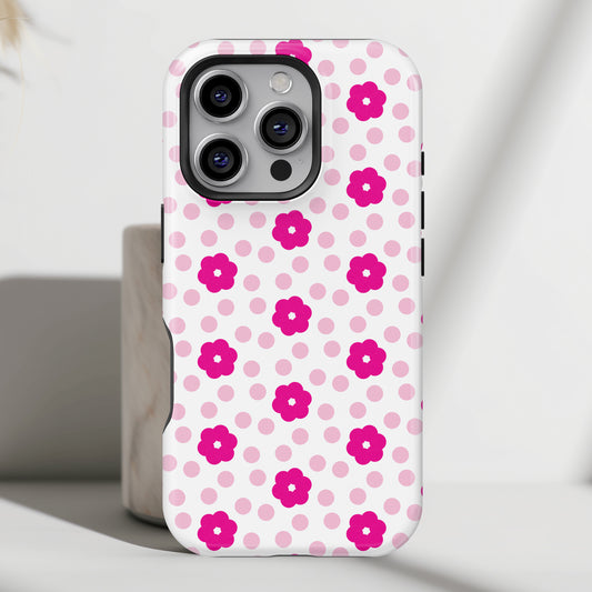 Cute Pink Flower Pattern Design iPhone Case