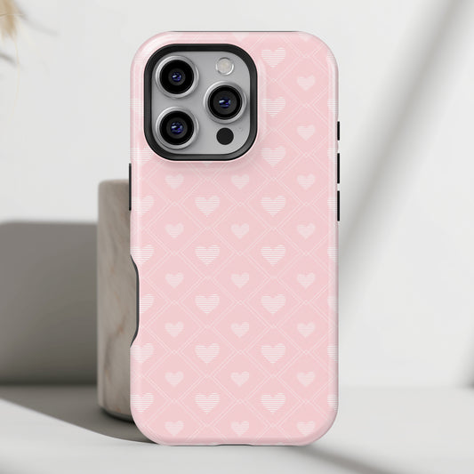 Cute Pink Hearts Pattern Design iPhone Case