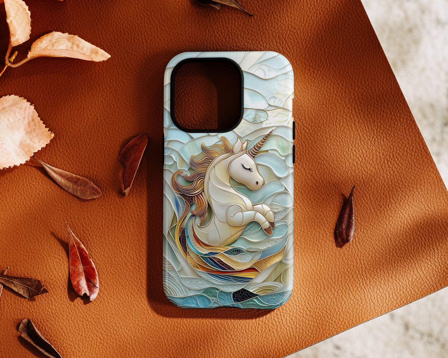 Cute Unicorn Stained Glass Design iPhone Case