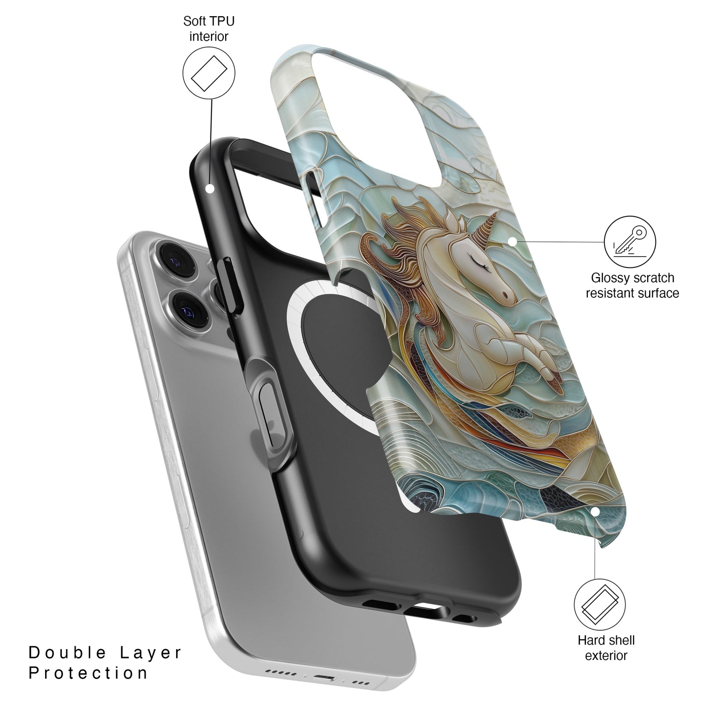 Cute Unicorn Stained Glass Design iPhone Case