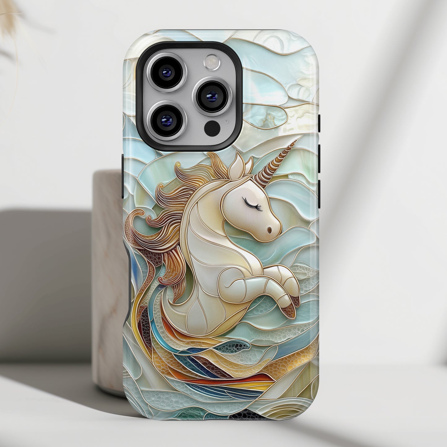 Cute Unicorn Stained Glass Design iPhone Case