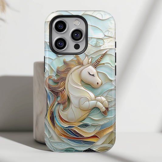 Cute Unicorn Stained Glass Design iPhone Case