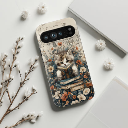 Cute Book Reading Cat Design Google Pixel Phone Case