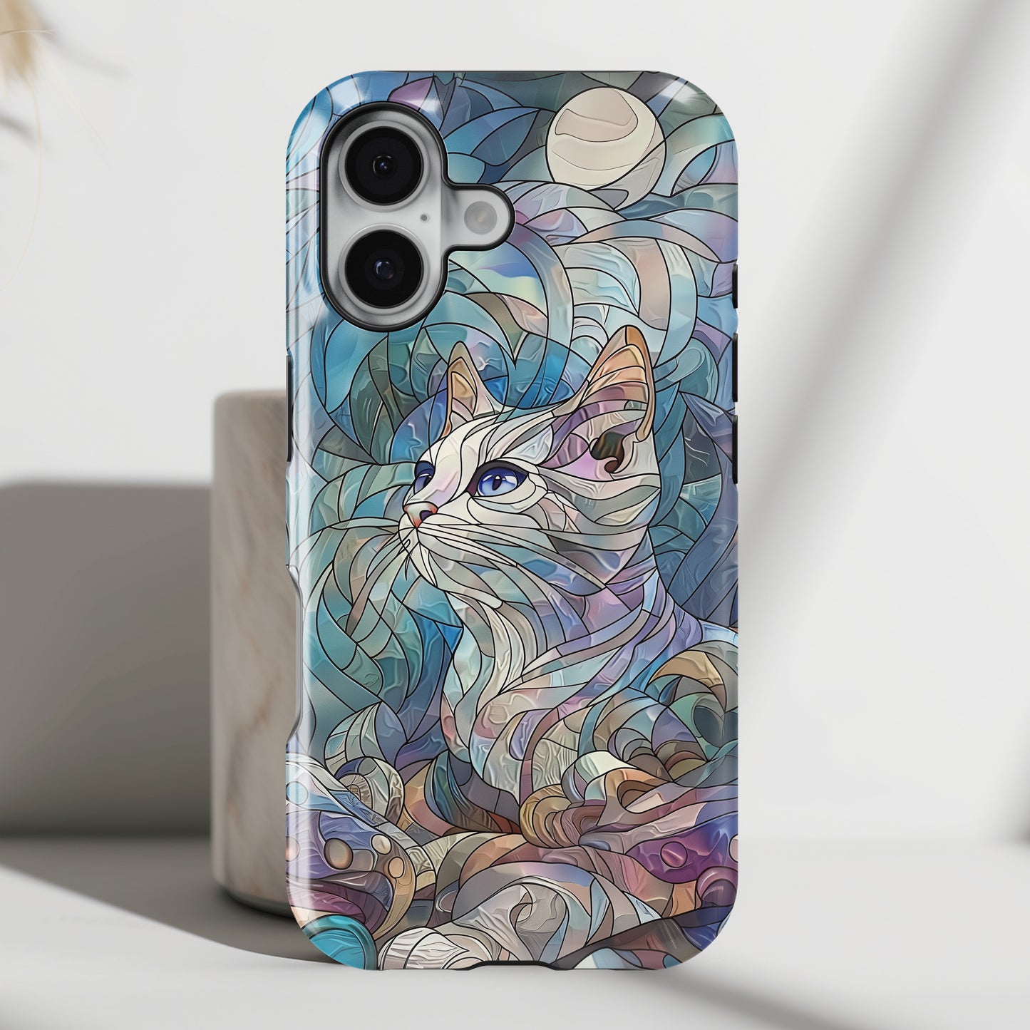 Cute Cat Stained Glass Design Design iPhone Case