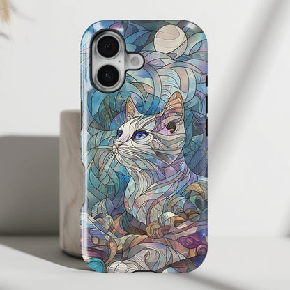 Cute Cat Stained Glass Design Design iPhone Case