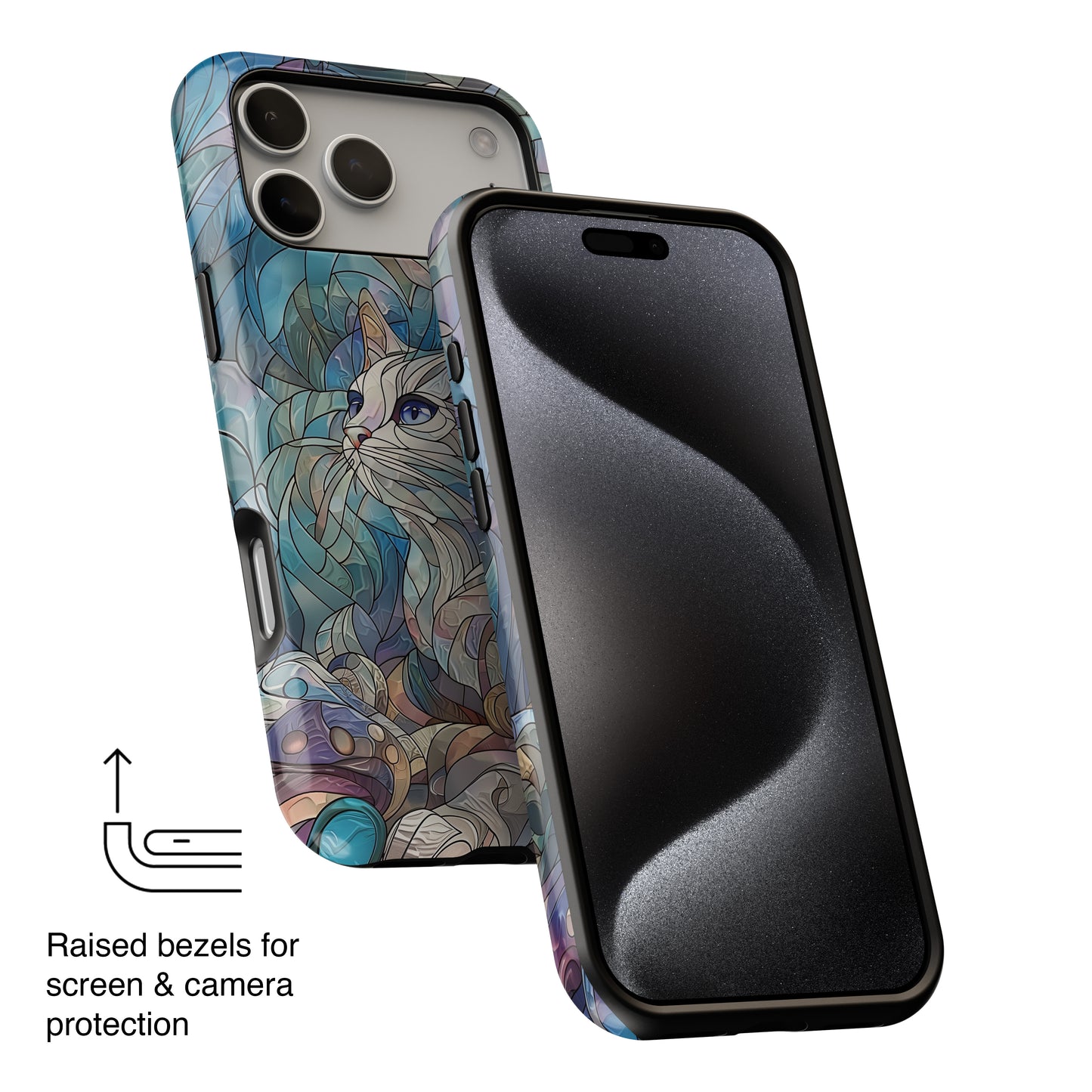 Cute Cat Stained Glass Design Design iPhone Case