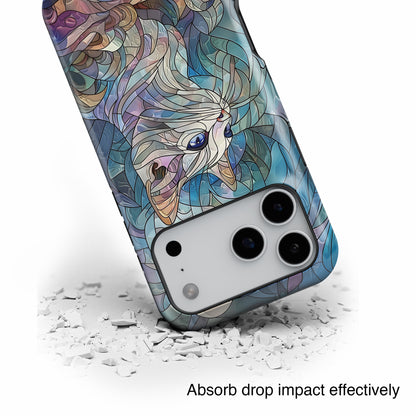 Cute Cat Stained Glass Design Design iPhone Case
