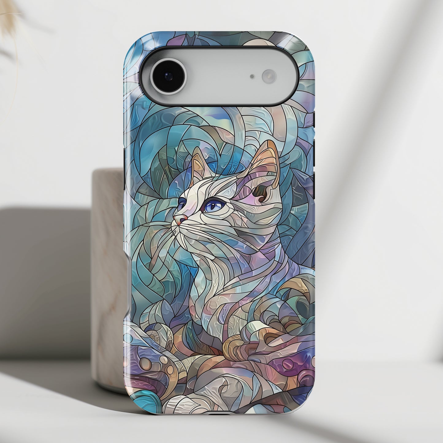 Cute Cat Stained Glass Design Design iPhone Case