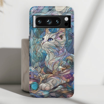 Cute Cat Stained Glass Design Design Google Pixel Phone Case