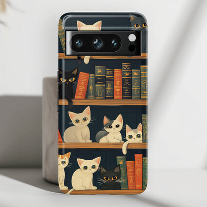 Cute Cats Library Design Google Pixel Phone Case