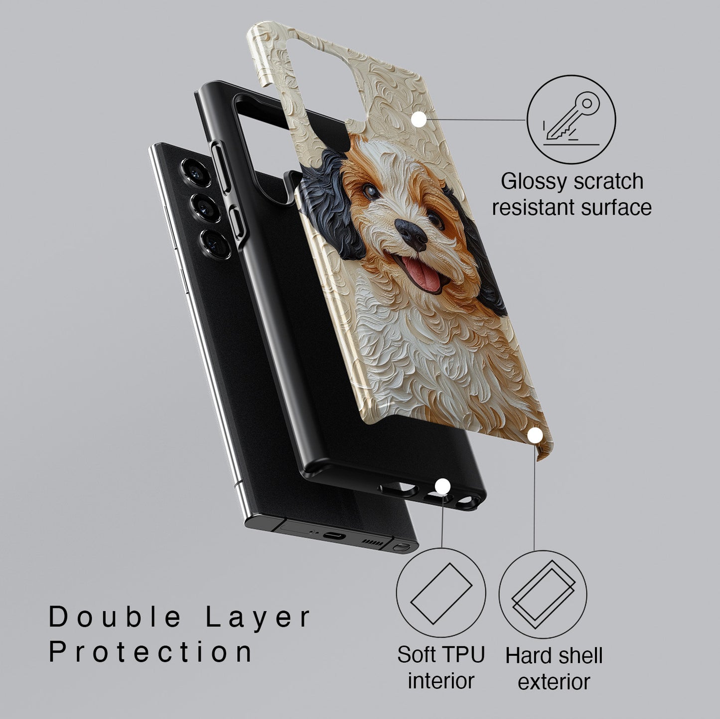 Cute Cavoodle Portrait Art Design Case for Galaxy S series Phones