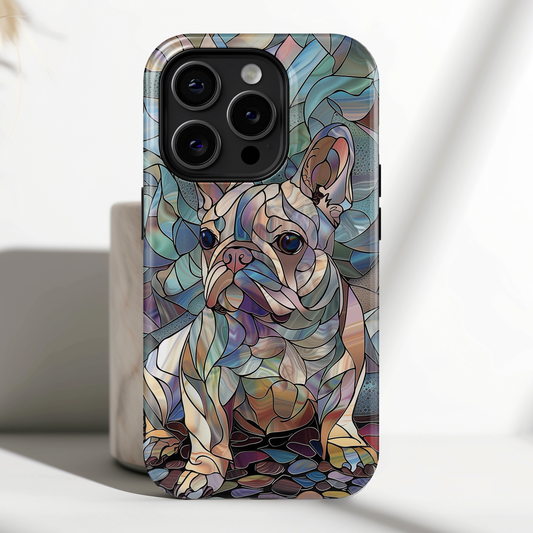 Cute French Bulldog Stained Glass Design iPhone Case