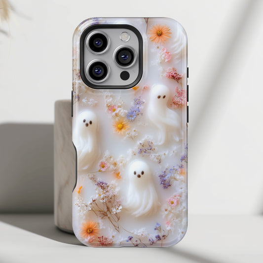 Cute Ghost Floral Design iPhone Case