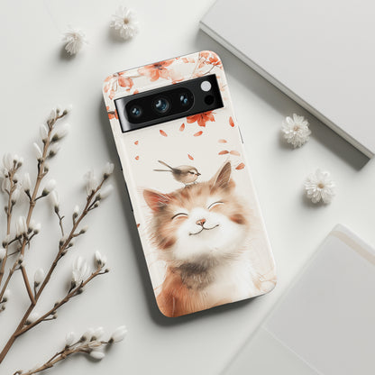 Cute Joyful Cat Portrait Watercolour Design Google Pixel Phone Case