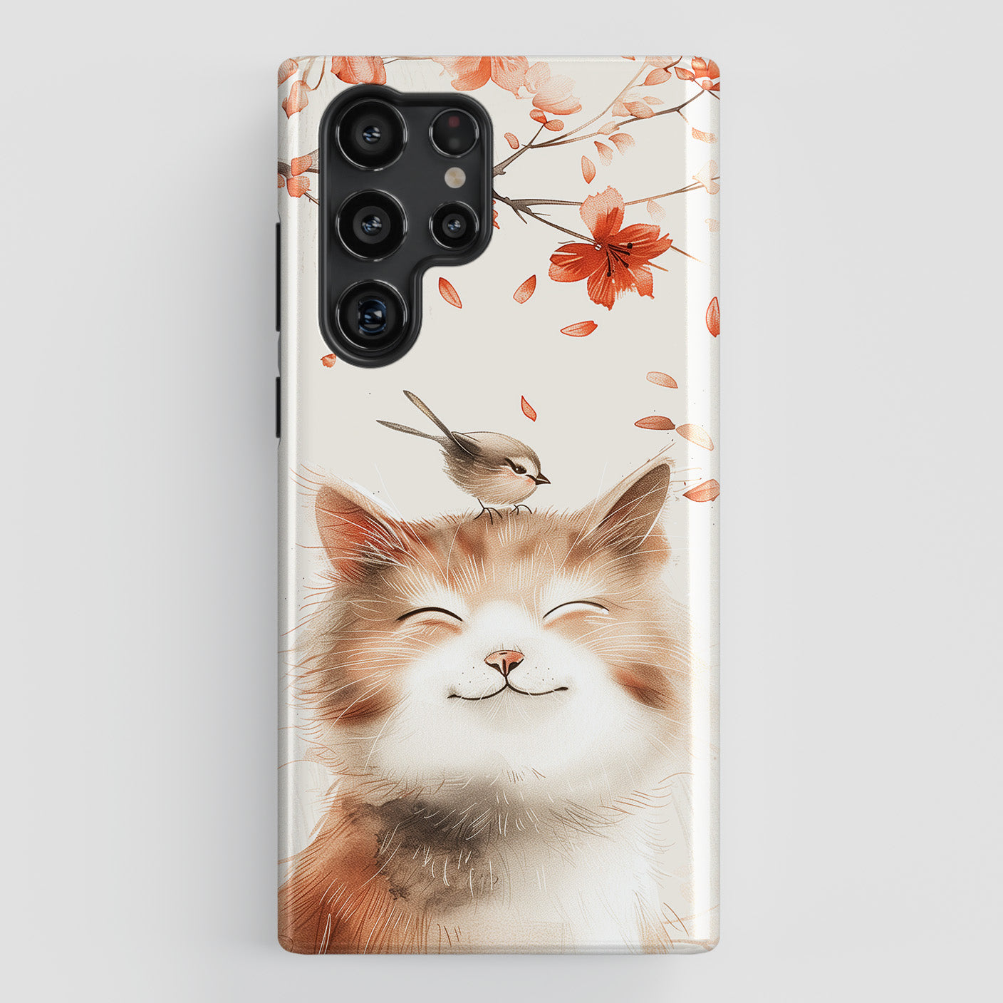 Cute Joyful Cat Portrait Watercolour Design Case for Galaxy S series Phones