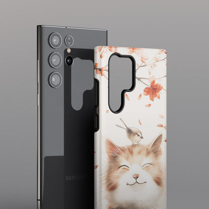 Cute Joyful Cat Portrait Watercolour Design Case for Galaxy S series Phones