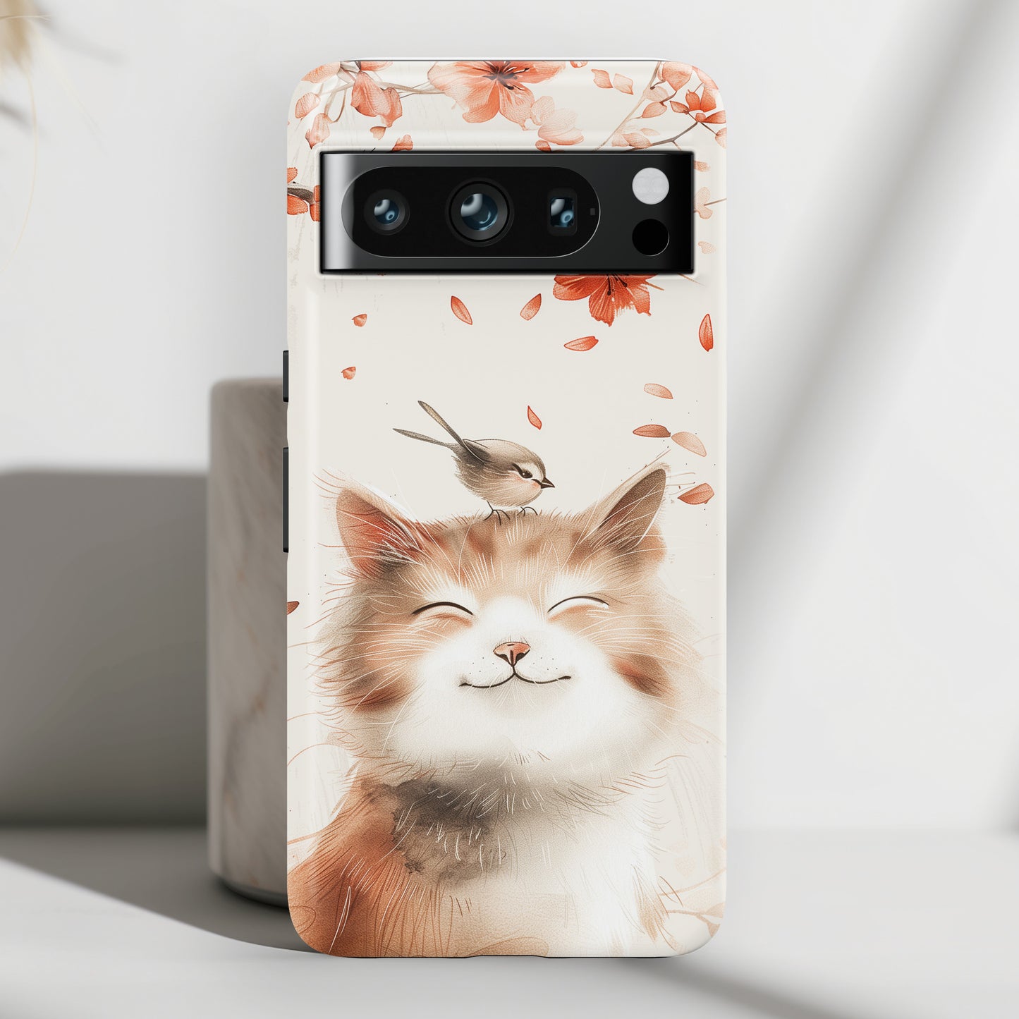 Cute Joyful Cat Portrait Watercolour Design Google Pixel Phone Case