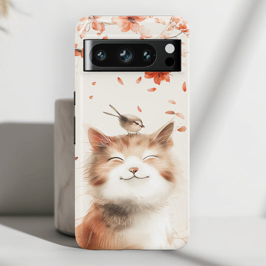 Cute Joyful Cat Portrait Watercolour Design Google Pixel Phone Case