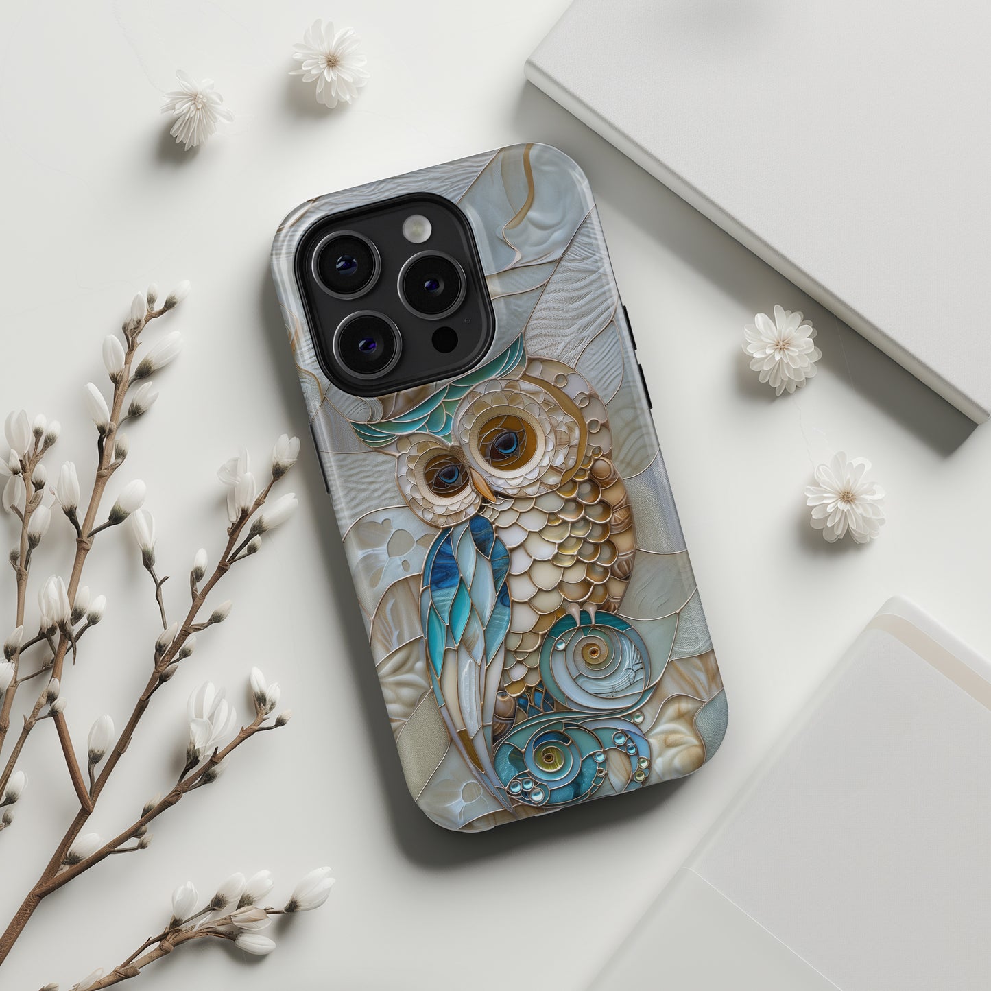 Cute Owl Stained Glass Design iPhone Case