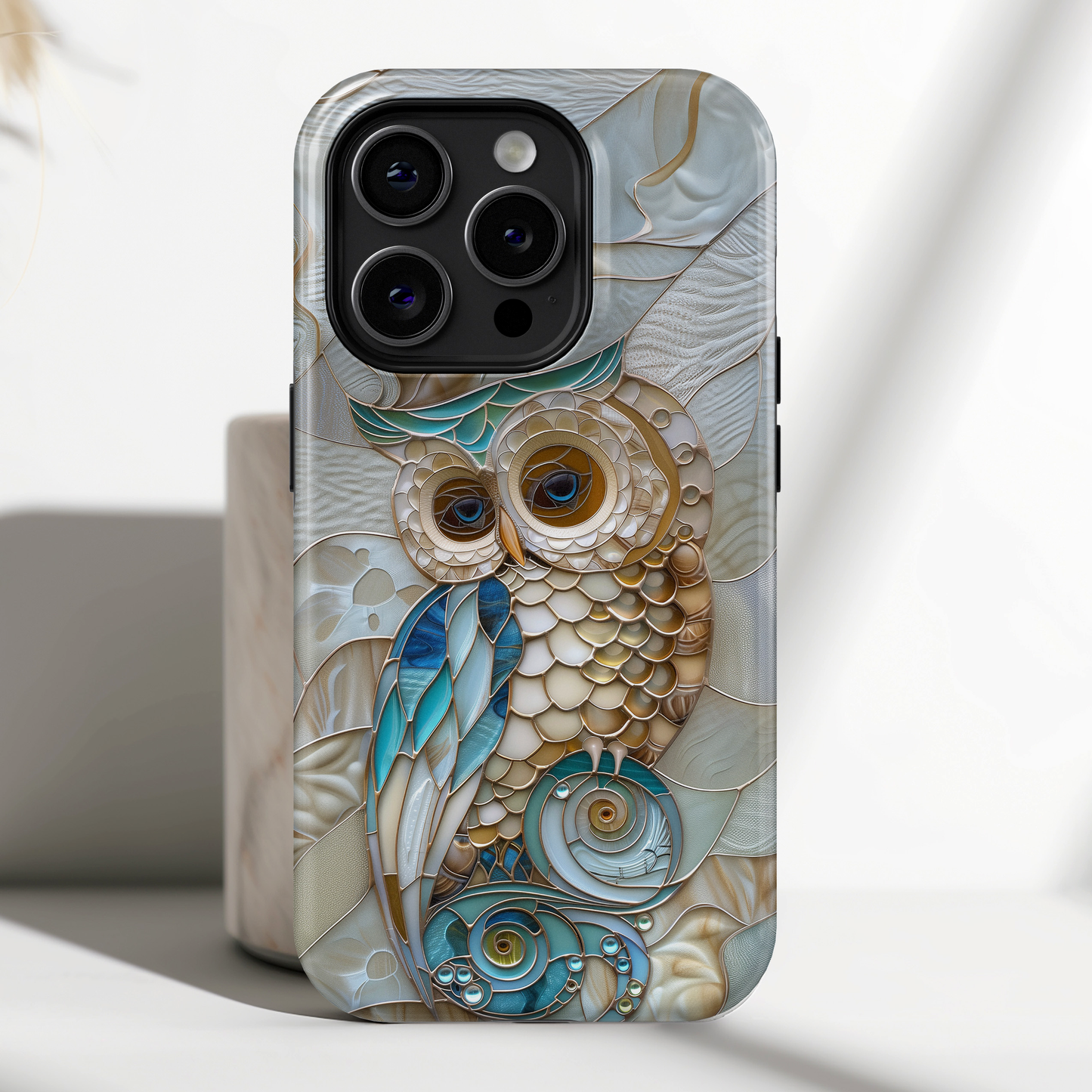 Cute Owl Stained Glass Design iPhone Case